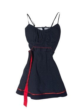 Suzy Shier Vintage Polka Dot Mini Flare Waist Tie Dress Size M